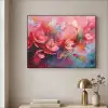 Bloemen - Roze - Natuur- Kunst - Abstract Textielframe zwart klein -sfeer2