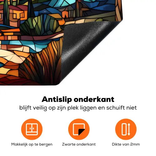 Hemel - Sterren - Mozaïek - Huizen Inductie beschermer vinyl 3mm klein -zzzzzzz-td-onderkant