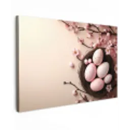 Roze - Bloesems - Eieren Tuinposter op houten frame 2 cm dik klein -3d