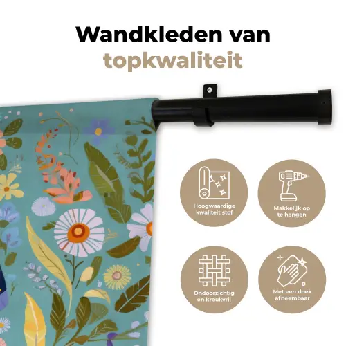 Vlinder - Sierlijk - Bloemen - Bladeren Wandkleed katoen klein -sfeer2