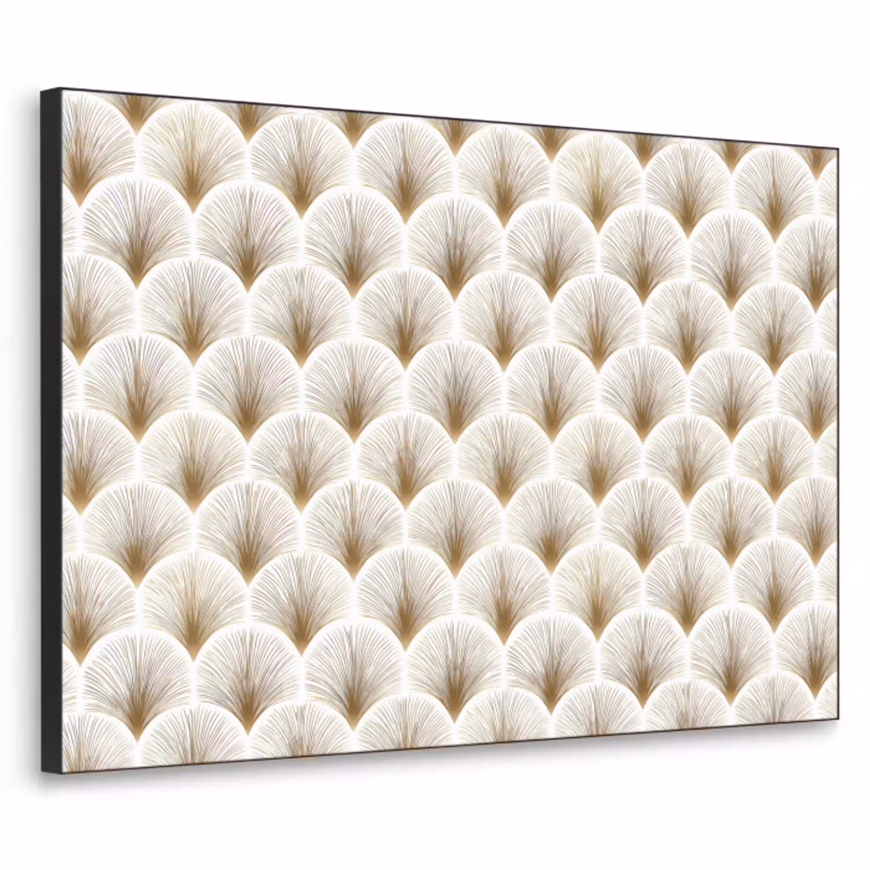Waaiers - Art Deco - Elegant - Goud - Wit Textielframe zwart klein 947 -3d