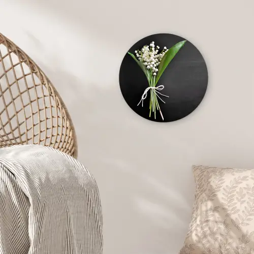Lelietjes van dalen - Bloemen - Stilleven - Flora Wandcirkel kunststof plaat 5mm dik klein -sfeer5