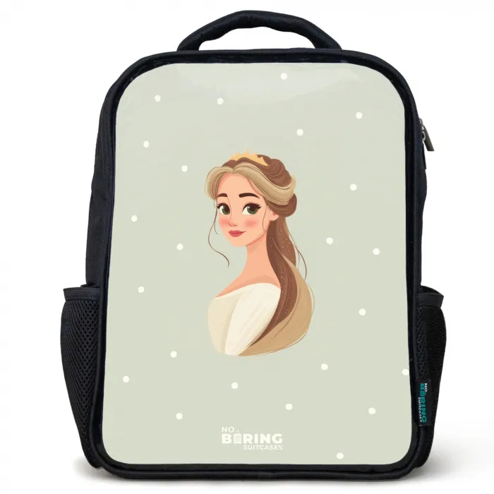 Prinses met tiara op groene stippenachtergrond Rugzak - Zwart middel -3d