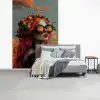 Vrouw - Kroon - Tomaat - Bascilicum - Zonnebril fotobehang vinyl groot -slaapkamer