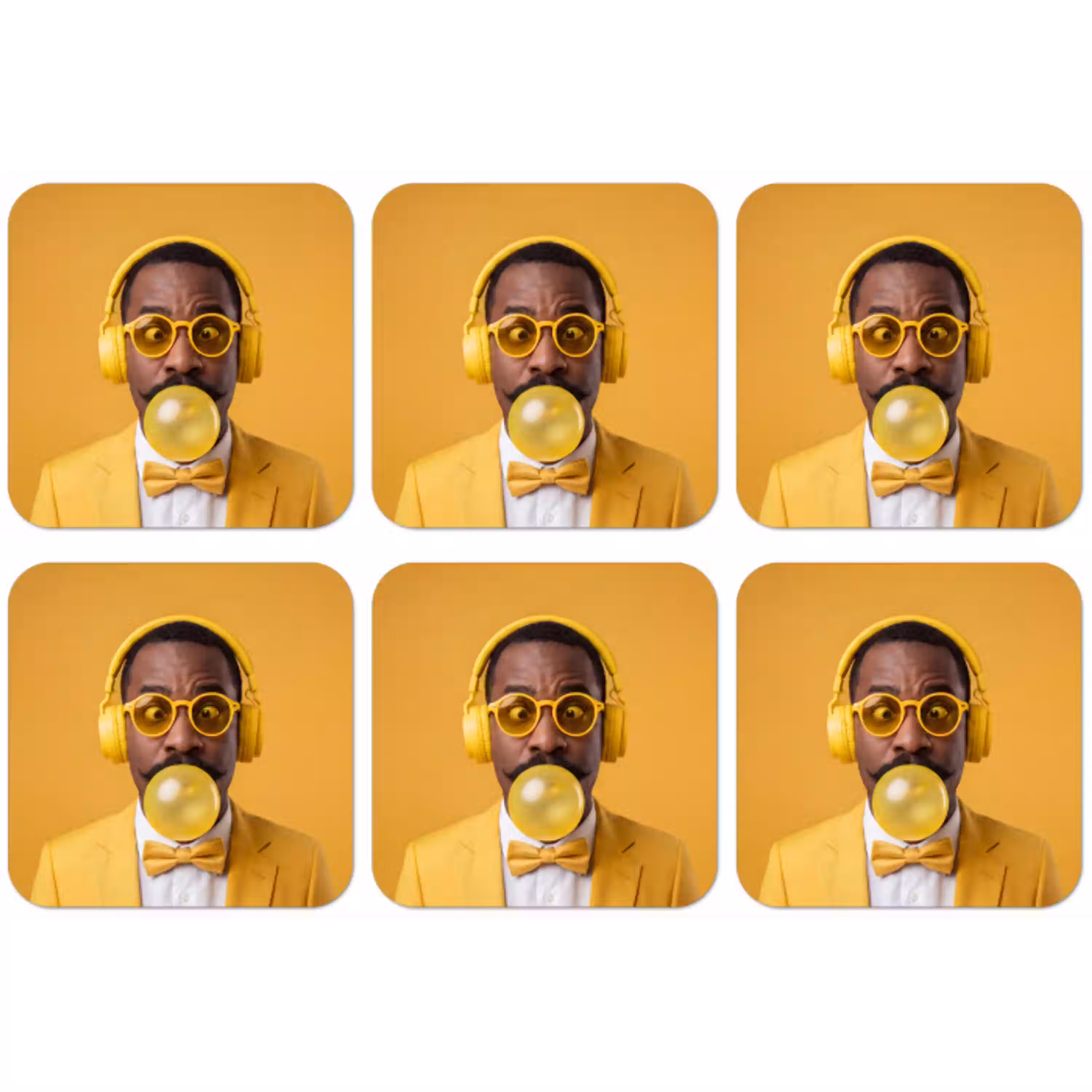 Man - Bubblegum - Portret - Geel - Modern onderzetter kurk middel -zkaufland3dotto