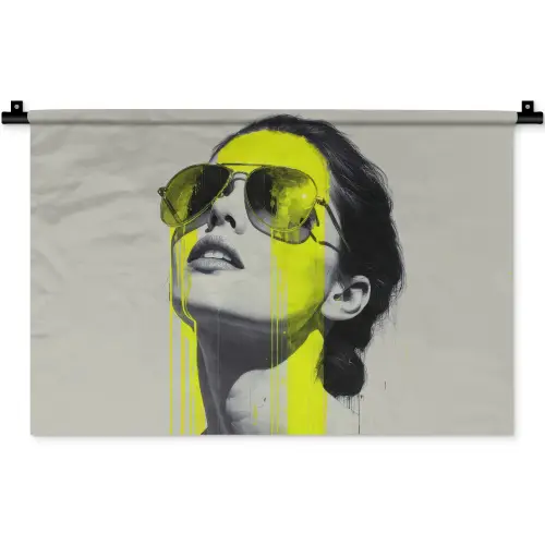 Vrouw - Bril - Verf Wandkleed katoen klein -zz3d