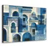Abstract - Islamitisch - Blauw - Wit Textielframe zwart klein -3d