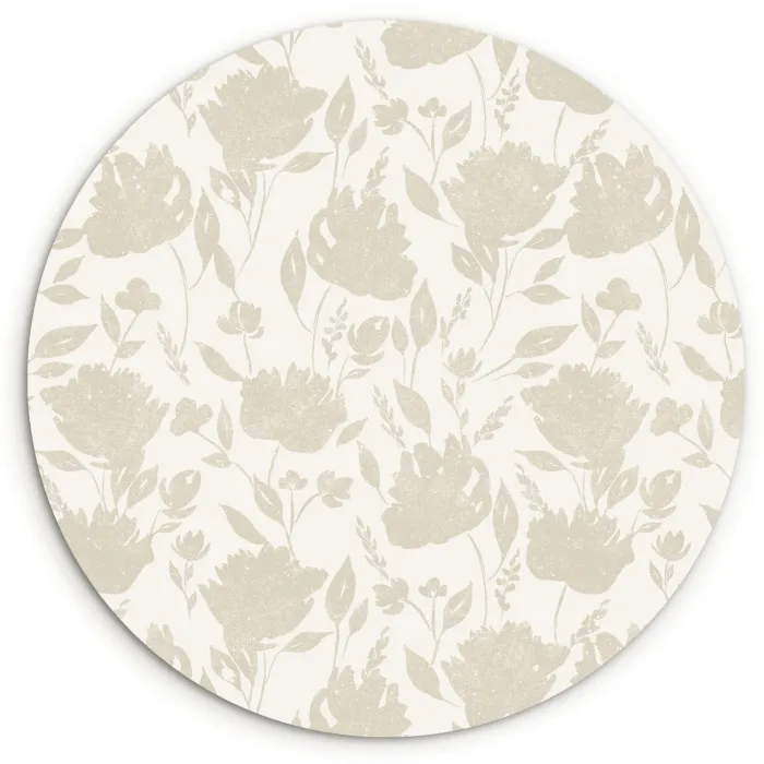 Bloemenpatroon - Silhouet - Wit Wandcirkel plexiglas klein 852 -3d