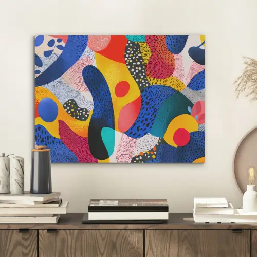 Vormen - Abstract - Stippels - Blauw PET vilt klein -sfeer1