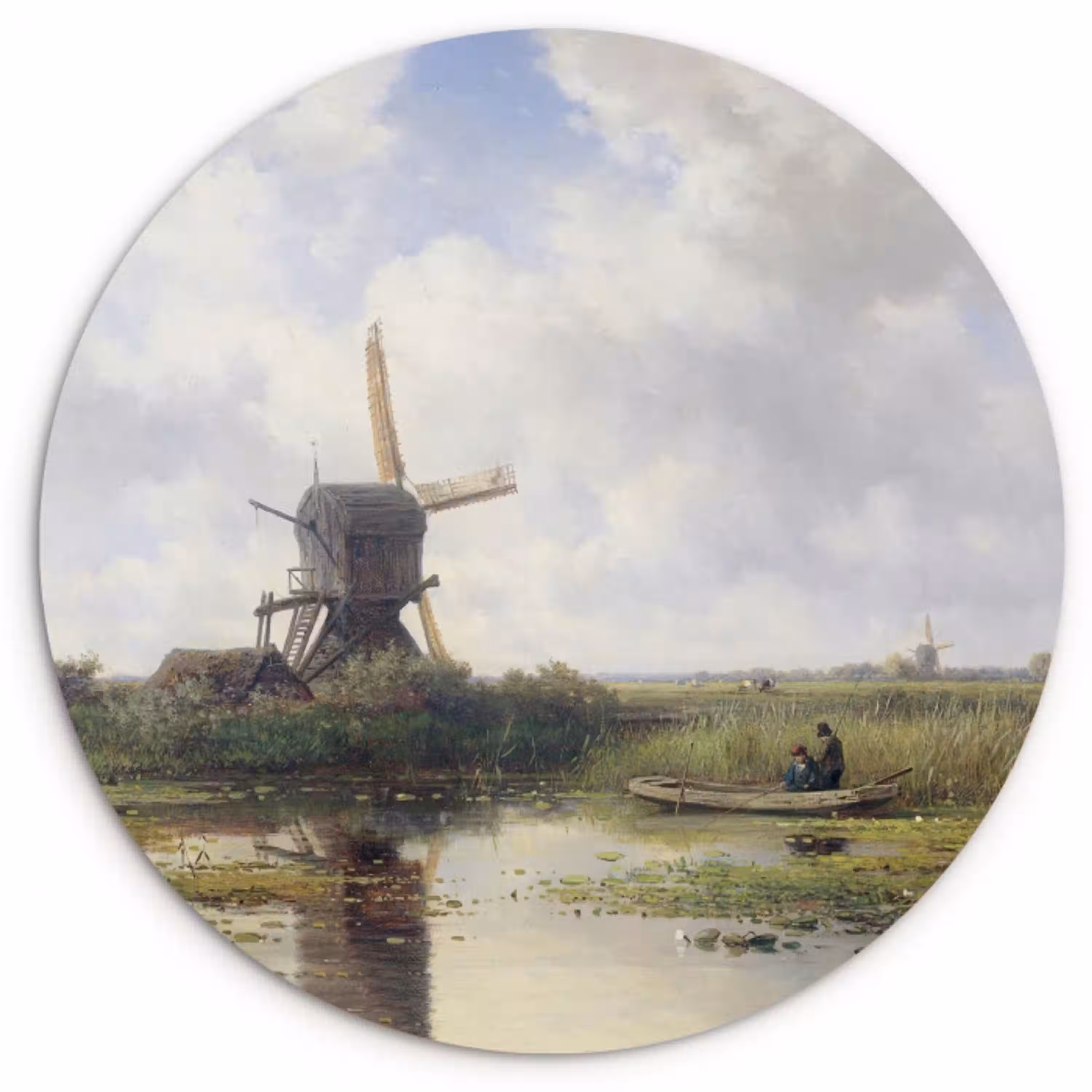 Molen - Willem Roelofs - Oude meesters - Kunst Wandcirkel kunststof plaat 5mm dik klein -3d
