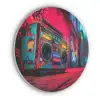 Boombox - Rood - Graffiti - Neon Akoestische PET Vilt - Rond klein -3d