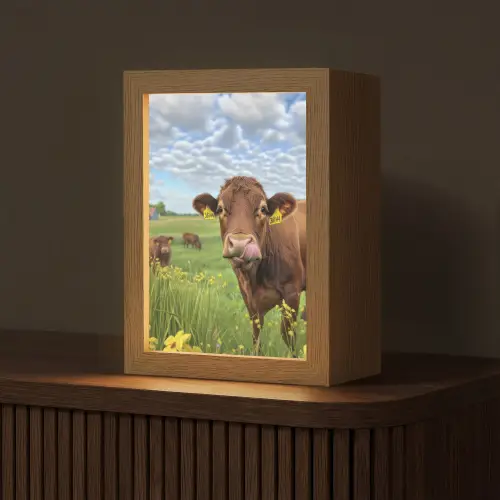 Koe - Weide - Bloemen Light Box met kabel (Tafellamp) klein -z3d_website