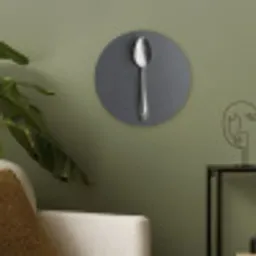 Zilver - Metaal - Lepel Akoestische PET Vilt - Rond klein -sfeer2