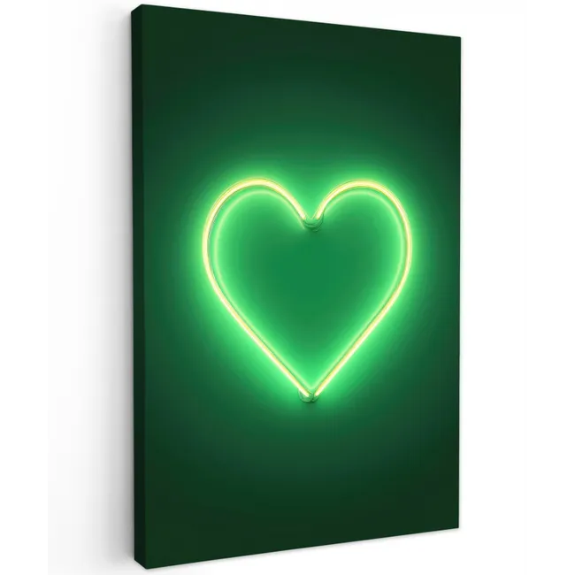 Neon - Groen - Licht Tuinposter op houten frame 2 cm dik klein -3d