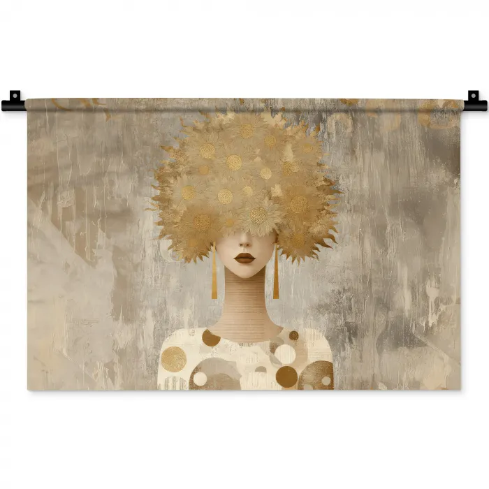 Goud - Portret - Vrouw Wandkleed katoen klein -zz3d