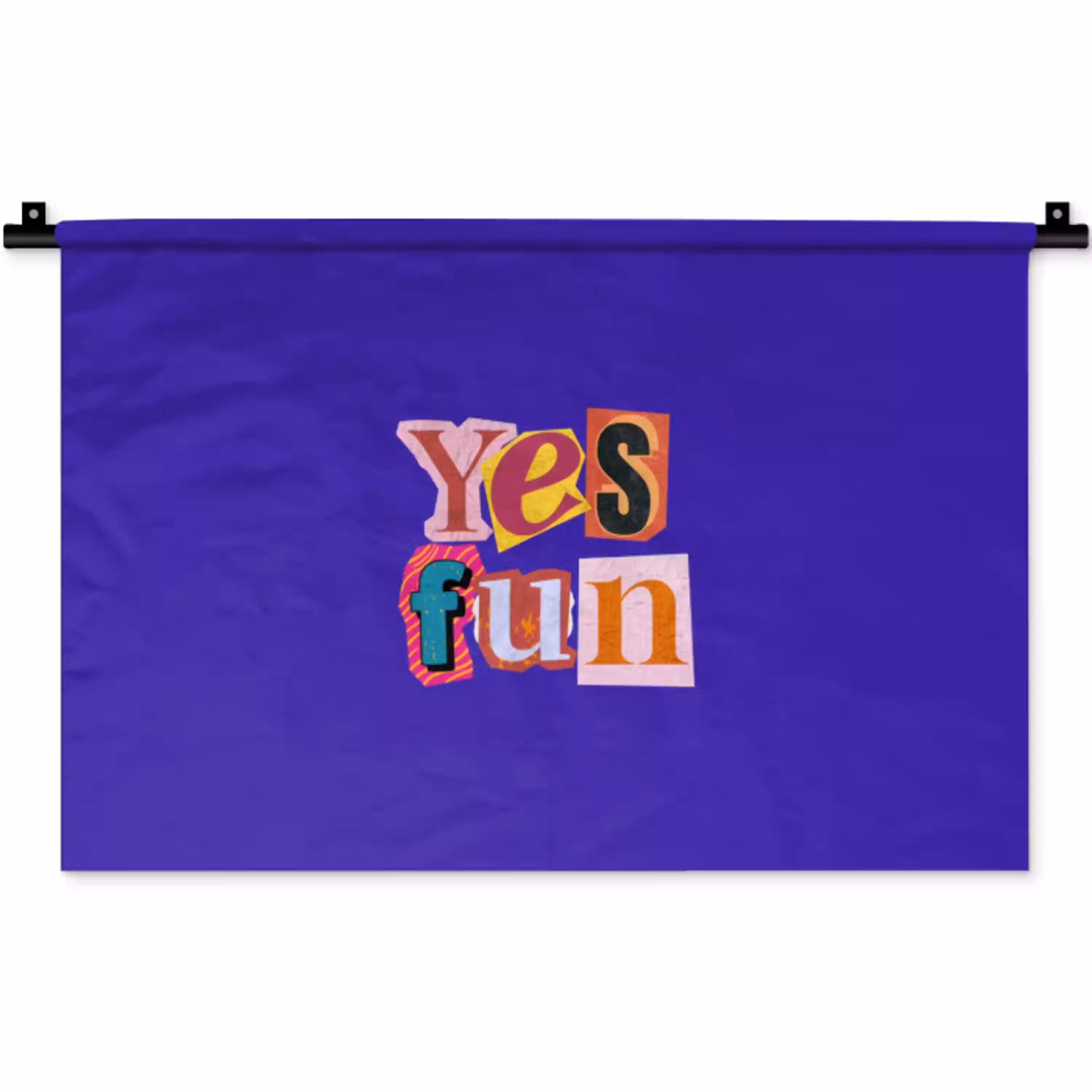 Yes fun - Kleurrijk - Collage-stijl Wandkleed katoen klein -zz3d