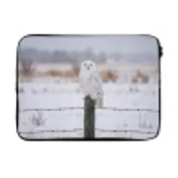 Sneeuwuil - Hek - Sneeuw - Wit laptophoes neopreen klein -3d