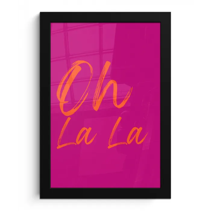 Oh la la - Oranje - Roze fotolijst zwart zonder passe partout klein -3d