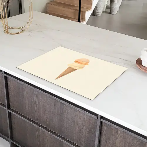 Minimalistisch - Schepijs - Hoorntje - Beige Inductie beschermer vinyl 3mm klein -sfeer8