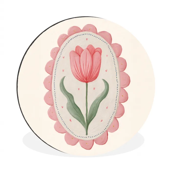 Tulp - Lijst - Ovaal - Illustratie Wandcirkel aluminium klein -3d