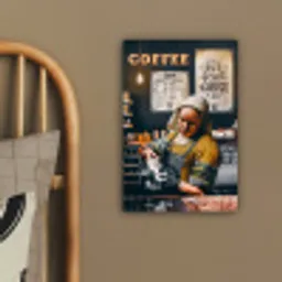 Melkmeisje - Barista - Koffie - Vintage - Kunst - Abstract - Schilderij - Oude meesters canvas 2cm klein -sfeer3