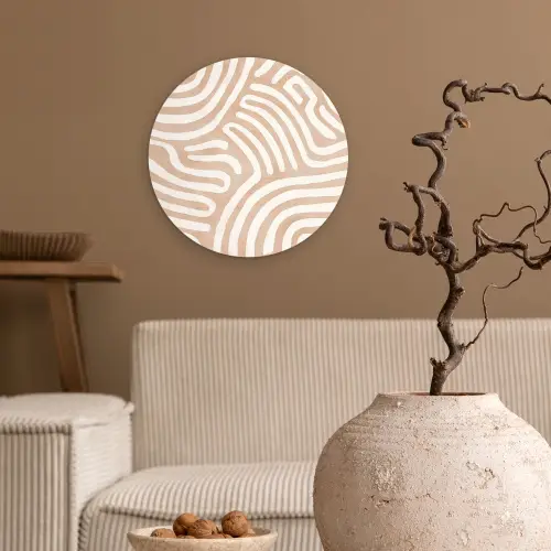 Beige - Aardspatroon Wandcirkel kunststof plaat 5mm dik klein -sfeer1