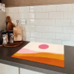Zon - Heuvels - Abstract - Roze Inductie beschermer vinyl 3mm middel -sfeer3