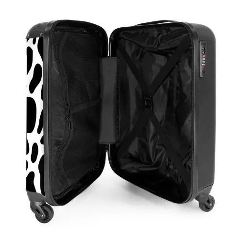 Zwarte koeienvlekken over een witte achtergrond NBS - Handbagage koffer - Volwassenen Unisex middel -binnenkant