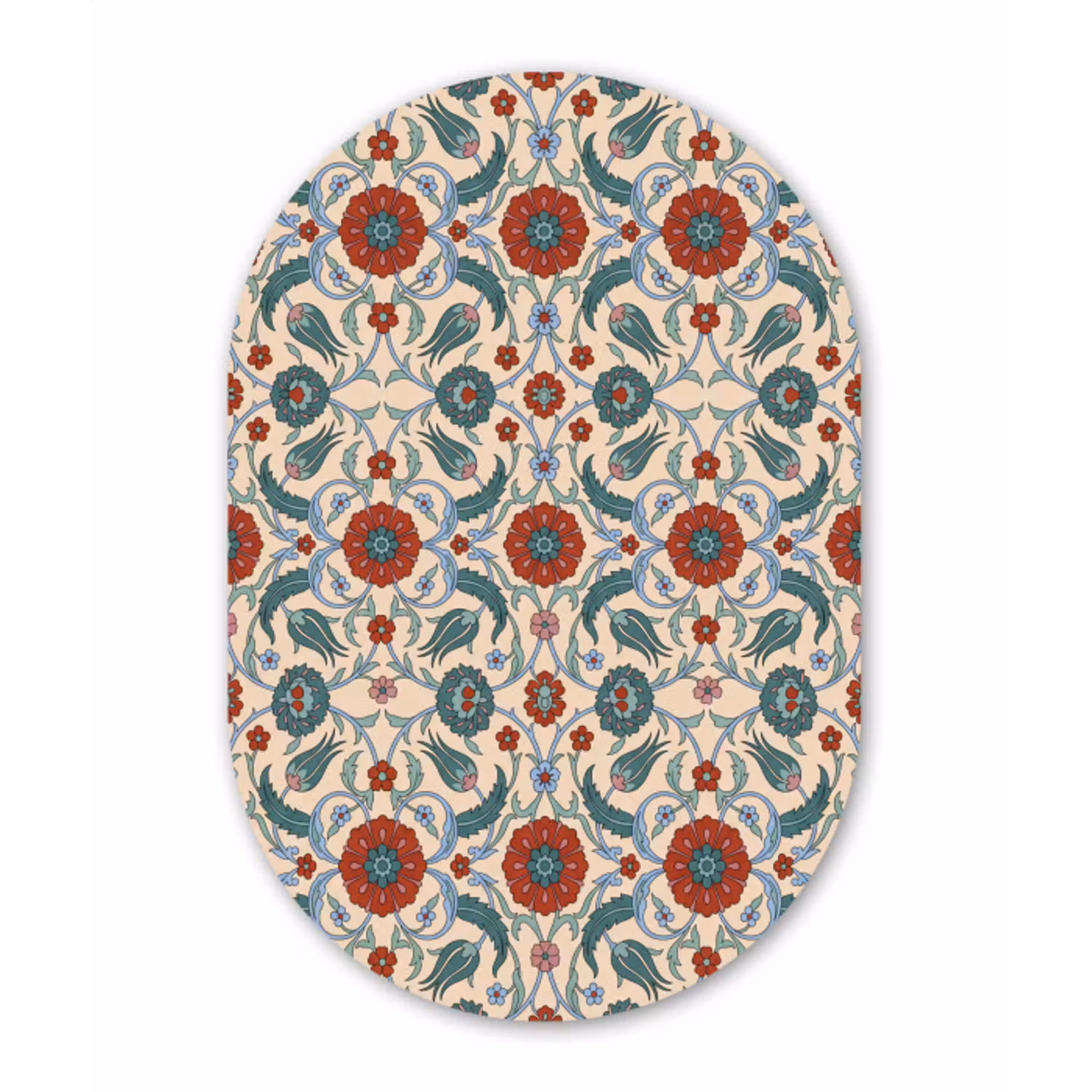 Bloemen - Patroon - Klassiek - Decoratie - Kleurrijk Wandcirkel Ovaal Aluminium middel -3d