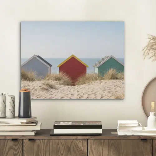 Strand - Huisjes - Kleurrijk - Duinen PET vilt klein -sfeer1