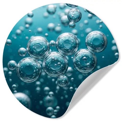 Luchtbellen - Dynamisch - Blauw Wandcirkel behangsticker klein -3d