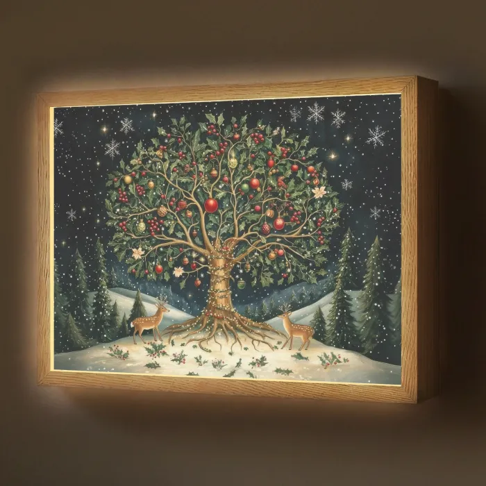 Feestboom - Winterhemel - Kleurrijk Light Box met batterij (Wandlamp) middel -z3d_website