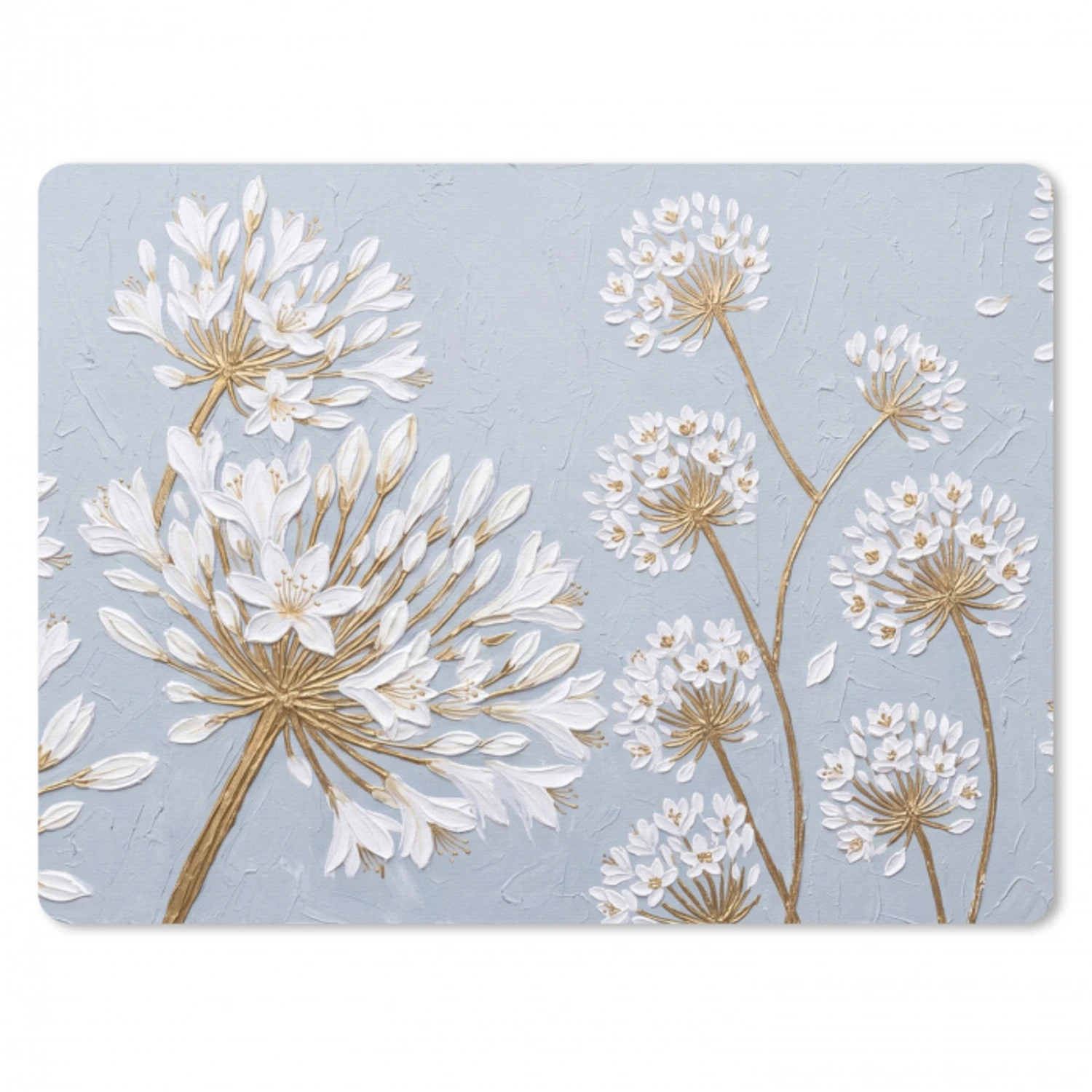 Illustratie - Bloemen - Blauw muismat rubber klein -3d