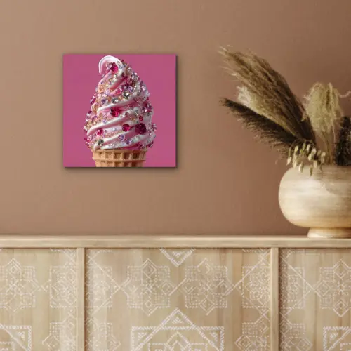 Softijs - Edelstenen - Roze - Hoorntje aluminium wit klein -sfeer4
