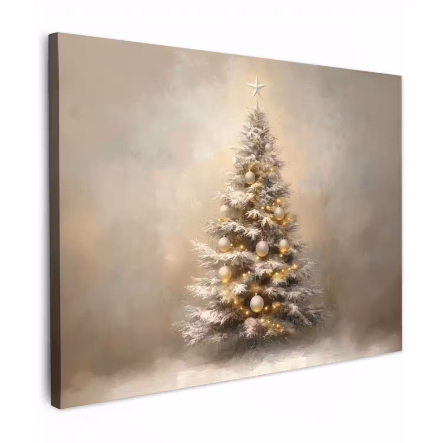 Canvas schilderij - Kerst - kerstboom - Sneeuw - Art