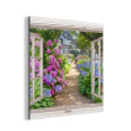 Hortensia - Doorkijk - Bloemen - Zomer - Paars - Pad aluminium wit klein -3d