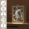 Meisje met de parel - Johannes Vermeer - Bloemen Light Box met kabel (Tafellamp) klein -USP_NL