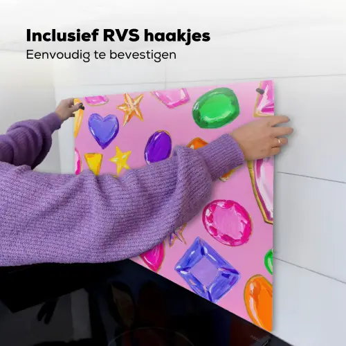 Edelstenen - Vormen - Hartje - Kleurrijk Inductie beschemer met haakjes middel -ky-ophangen-nl