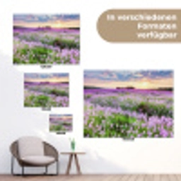 Lavendel - Bloemen - Zonsondergang - Paars - Weide tuinposter los doek klein -Xsfeer9_DE