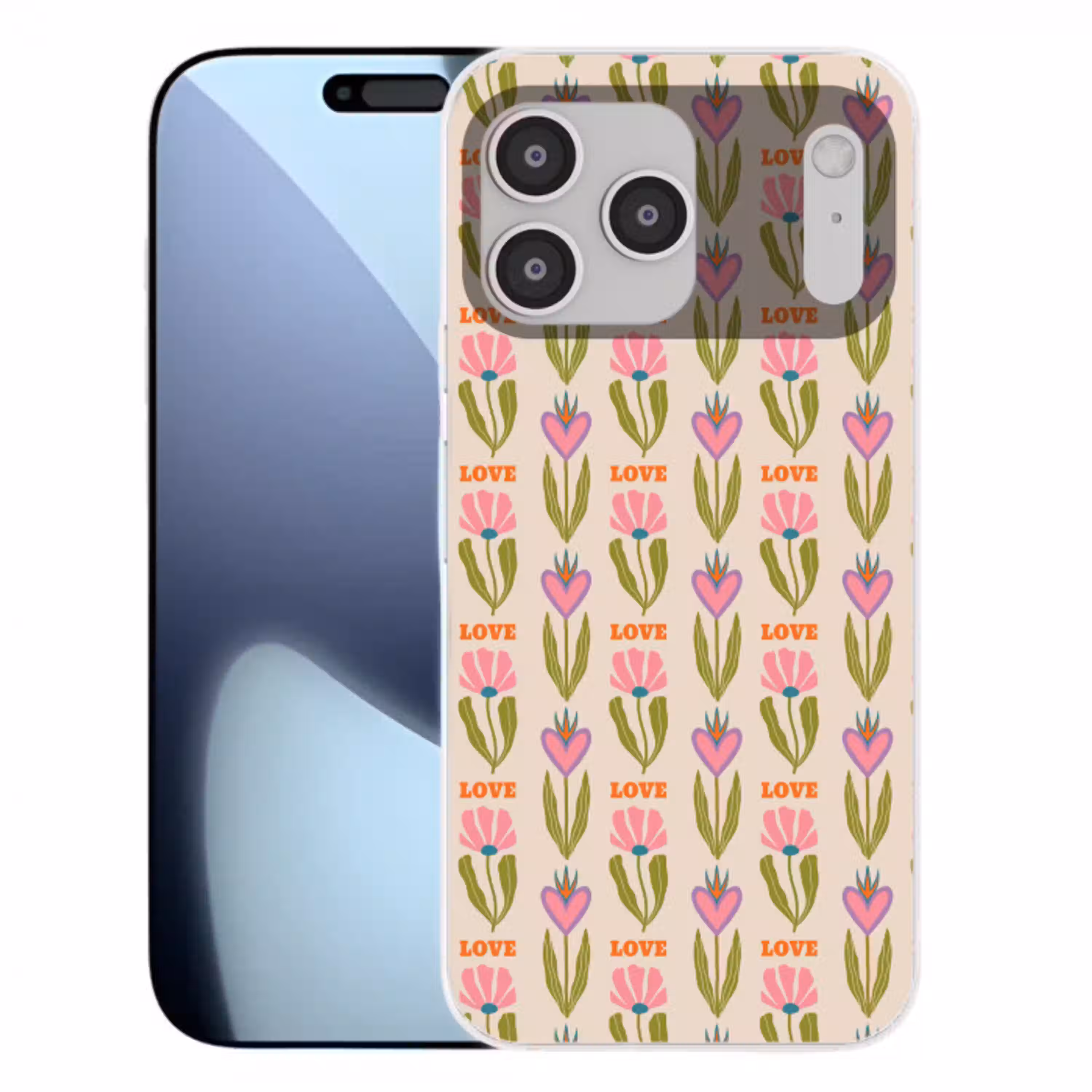 Love - Patroon - Bloemen - Hartjes Telefoonhoesje iPhone 17 Pro Max klein 879 -3d