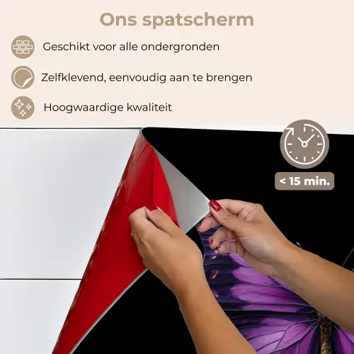 Vlinder - Paars - Levendig keuken achterwand spatscherm klein -spatscherm_NL