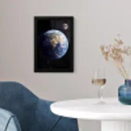 Aarde - Ruimte - Blauw - Groen fotolijst zwart zonder passe partout klein -sfeer4