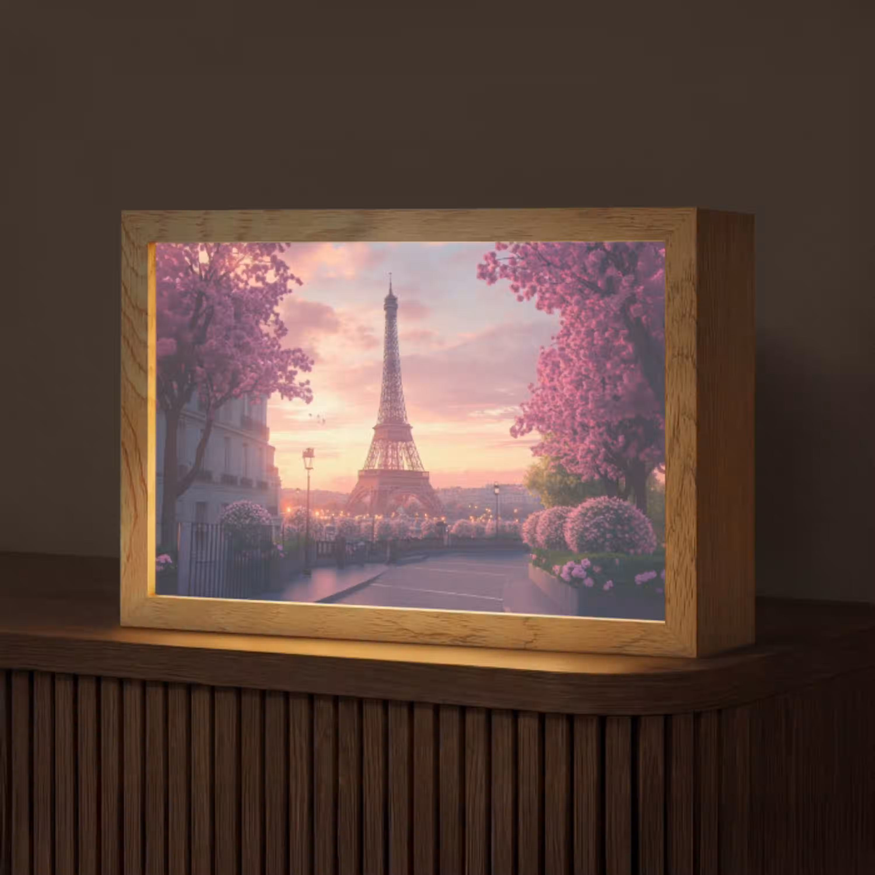 Eiffeltoren - Parijs - Roze Light Box met kabel (Tafellamp) klein -z3d_website