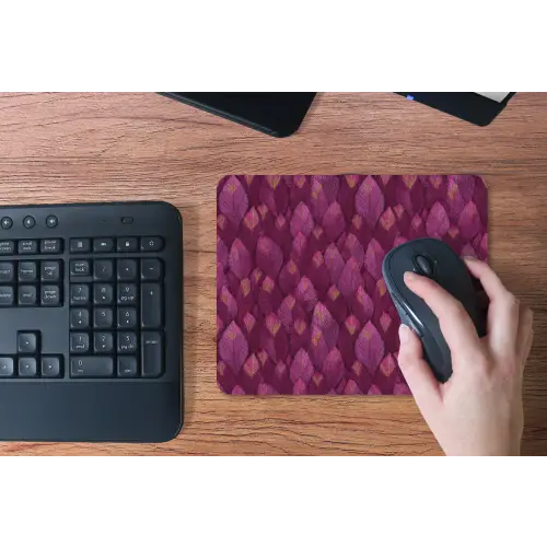 Bladeren - Patroon - Burgundy muismat rubber klein 262 -toetsenbord