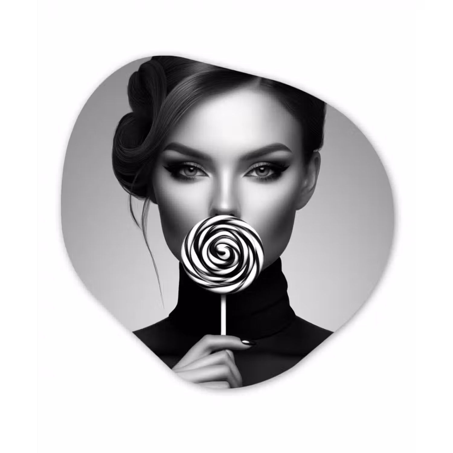 Glasbild Organische Form - Frau - Lolly - Schwarz