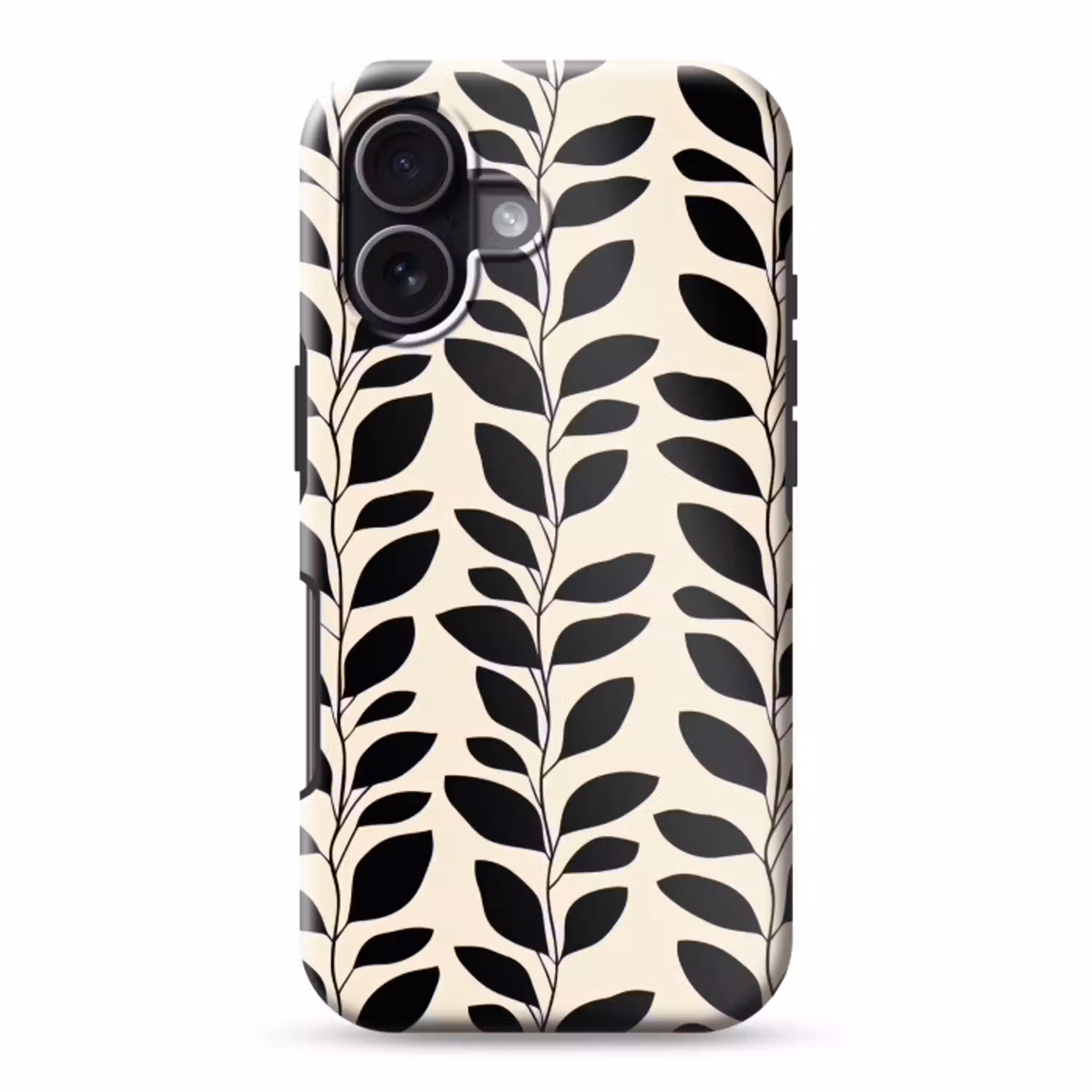 Botanisch - Dessin - Zwart - Beige Toughcase MagSafe Apple iPhone 17 klein 1017 -3d