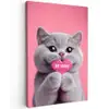 Kat - Valentijn - Roze - Liefde Tuinposter op houten frame 2 cm dik klein -3d