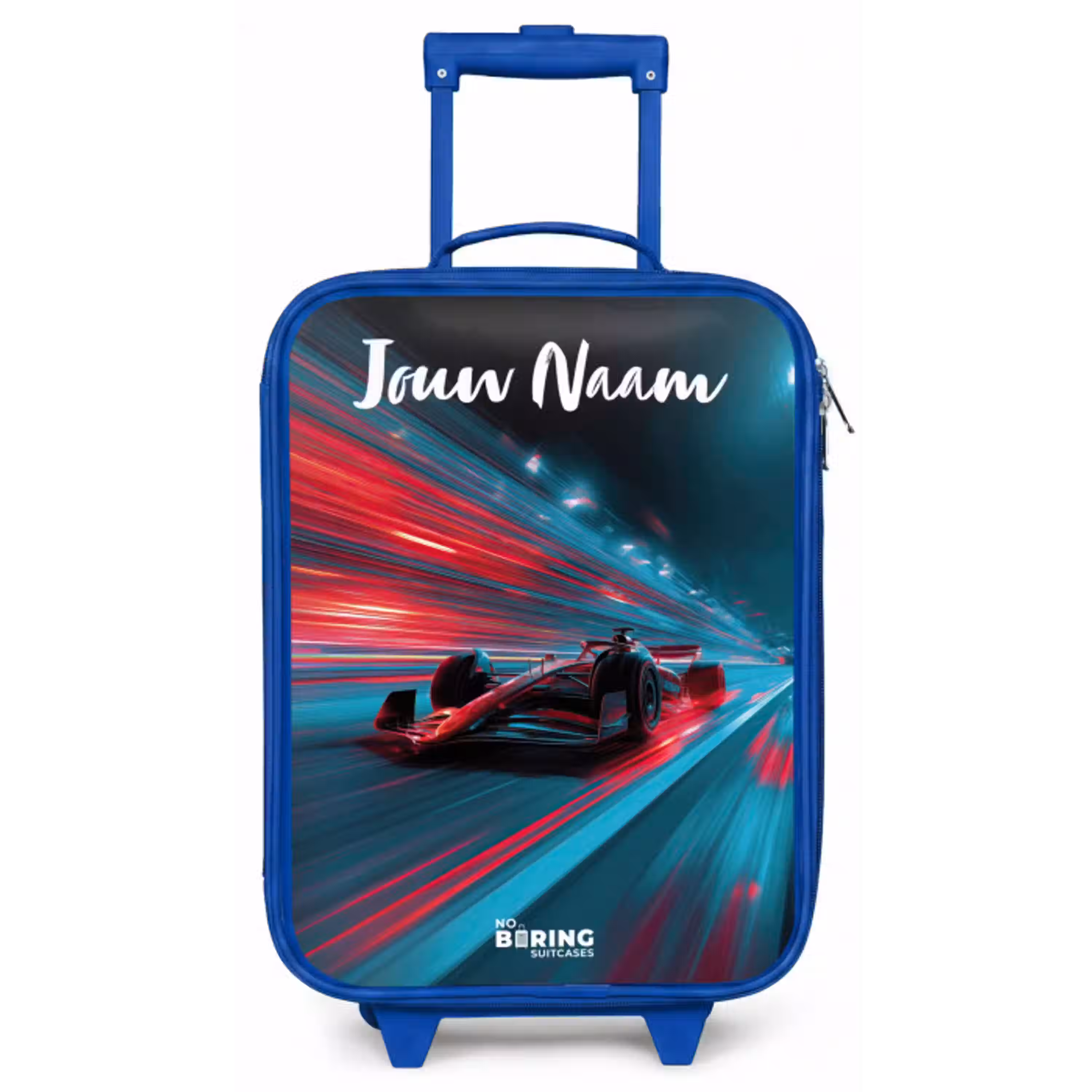 Formule 1 - Raceauto - Rood - Neonverlichting Kinderkoffer - Blauw klein -zz3dotto