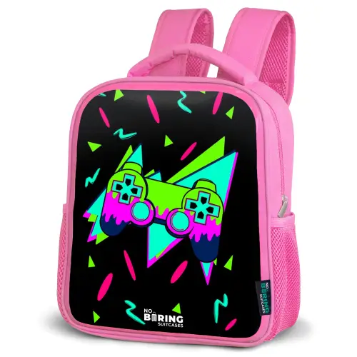 Neon controller op zwart Kinderrugzak - Roze middel -schuin