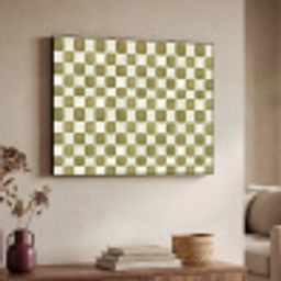 Schaak - Patroon - Groen Textielframe zwart klein 947 -sfeer3